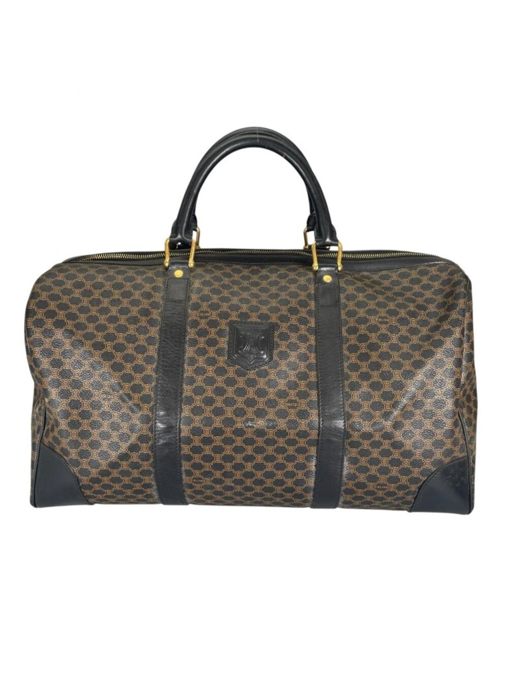 Celine Macadam 45 Boston Bag Leather Brown
